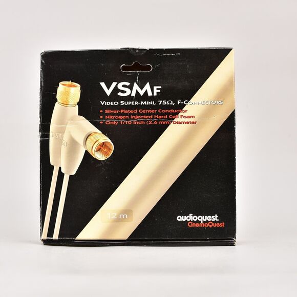 AUDIOQUEST AUDIOPHILE VSMf 12 METER COMPOSITE VIDEO WITH F-CONNECTORS SILVER - Picture 1 of 2